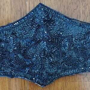Vintage Black Sequin Belt with snaps
